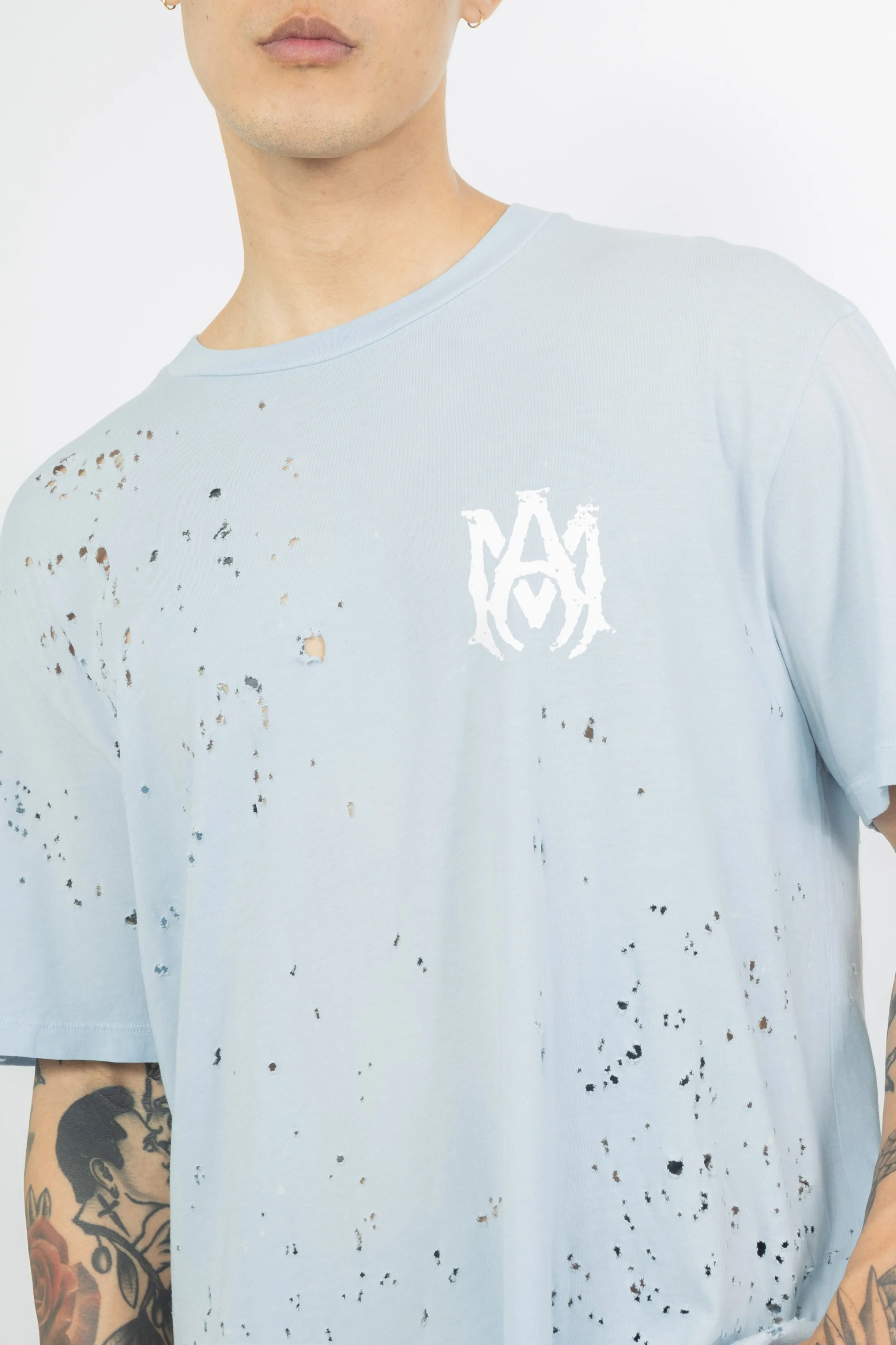Amiri Washed Shotgun T-Shirt Gray Dawn