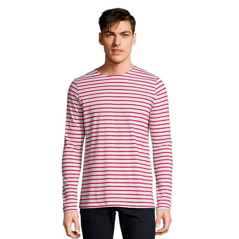 Camiseta manga larga rayas rojas Marine Men - Sol's