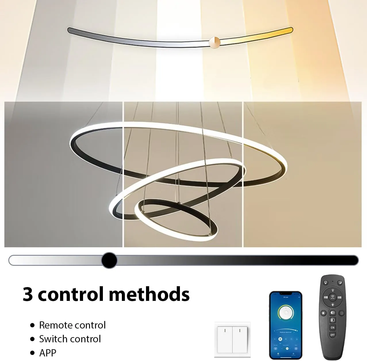 KSIBNW Lámpara Colgante LED Comedor Regulable, 36W Moderna Lámparas de Techo Cocina Anillos Ø50cm Acrílico Iluminación Colgante 