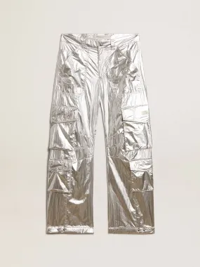 Pantalón cargo de hombre en tejido técnico plateado