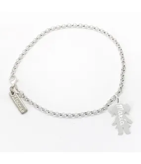 Pulsera de plata con 1 silueta de plata niño/niña