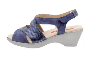 Removable Insole Sandal Metal Suede Blue