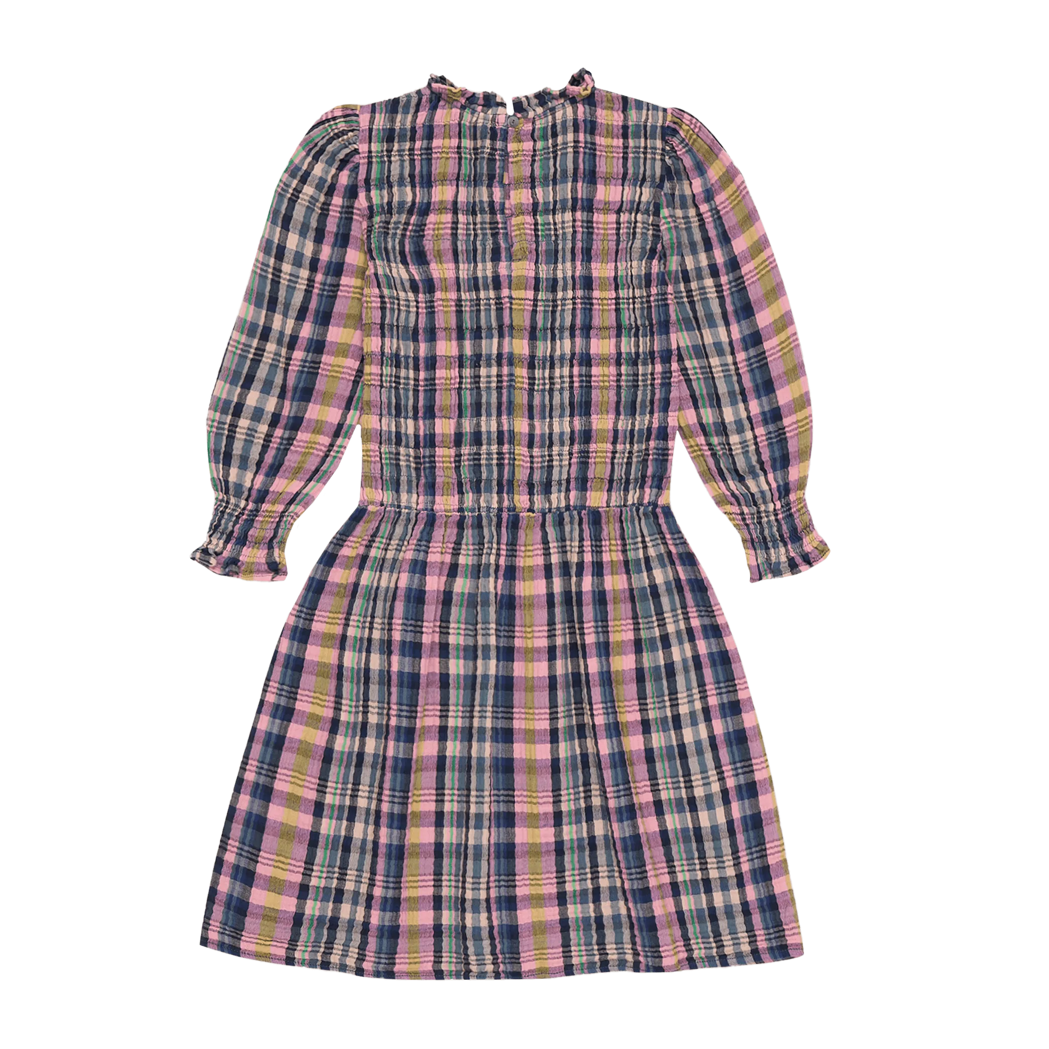 RICARDA - Vestido midi entallado de algodón con cuello alto en multicolor