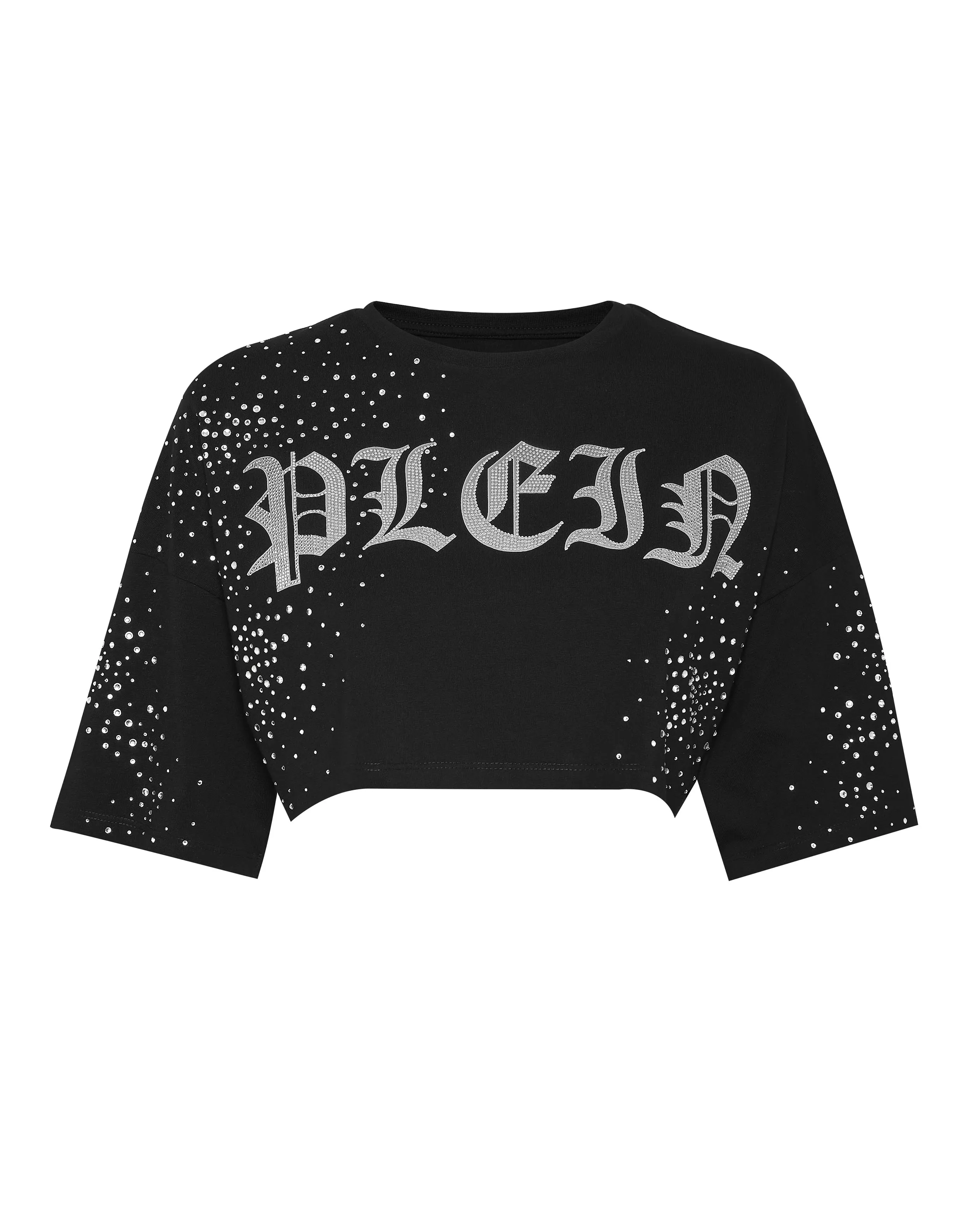 Strass Cropped T-shirt Round Neck SS