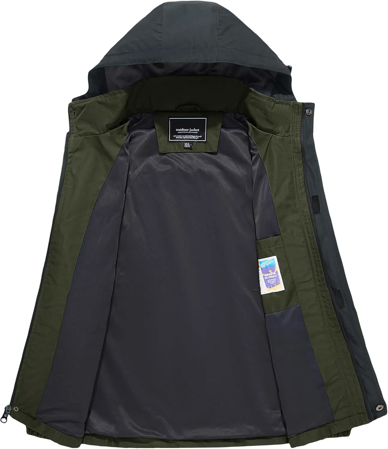 TACVASEN Chaqueta Ligera para Hombre Impermeable Chaqueta de montaña Chaqueta de Senderismo con Capucha
