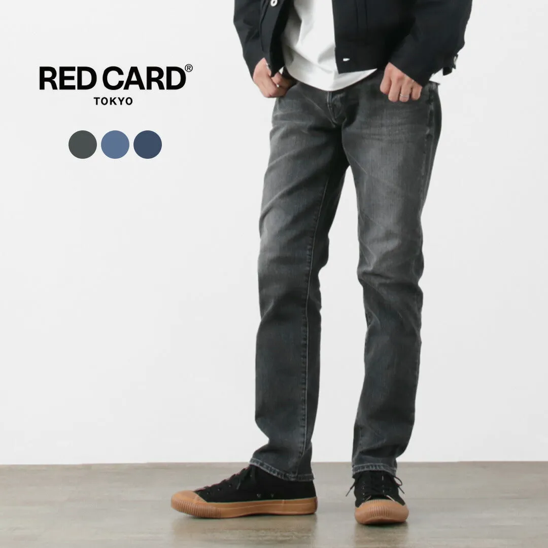Tarjeta roja / pantalones de mezclilla estirada cónica delgada de ritmo