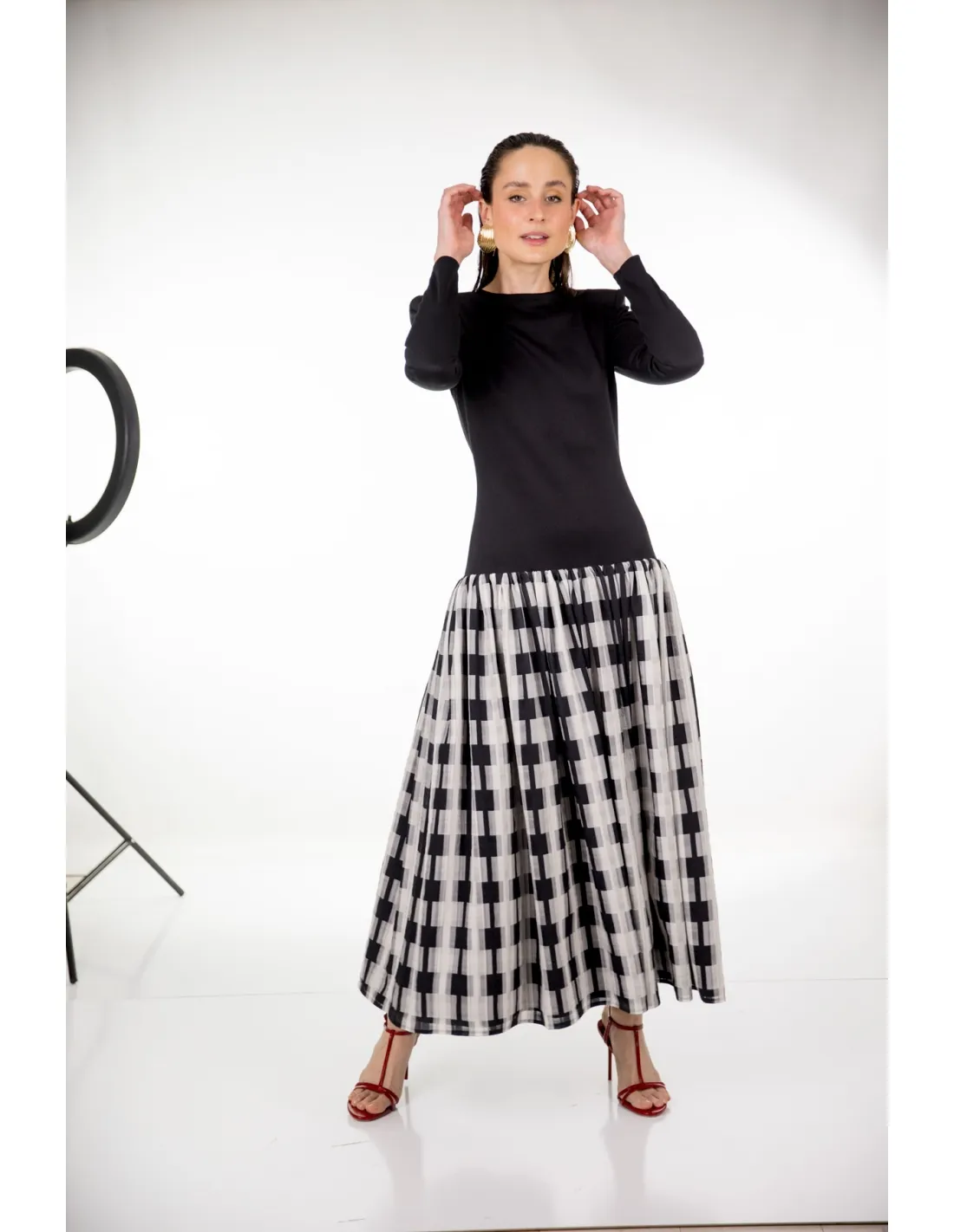VESTIDO MIDI CUADROS