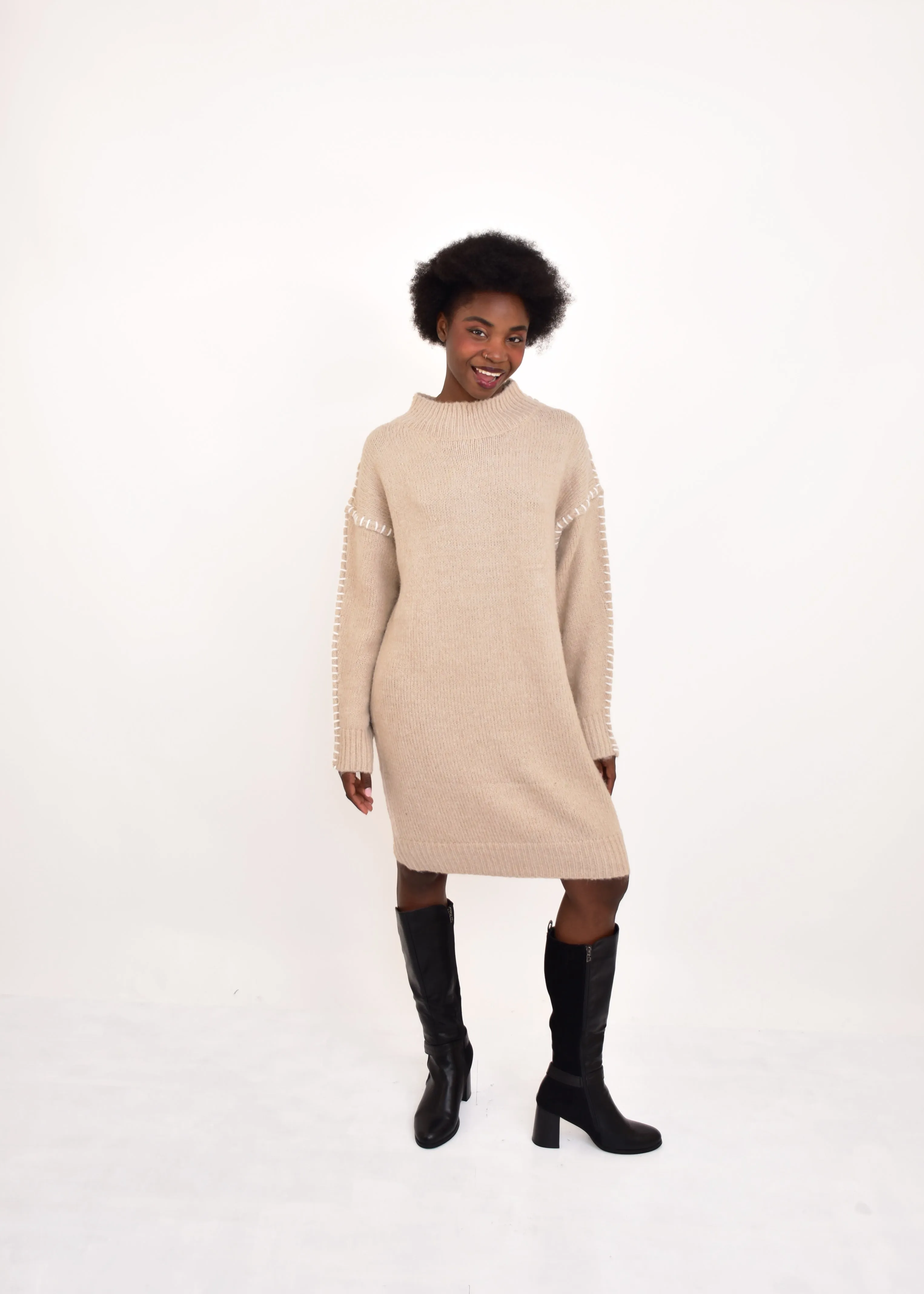 VESTIDO PUNTO-BEIGE
