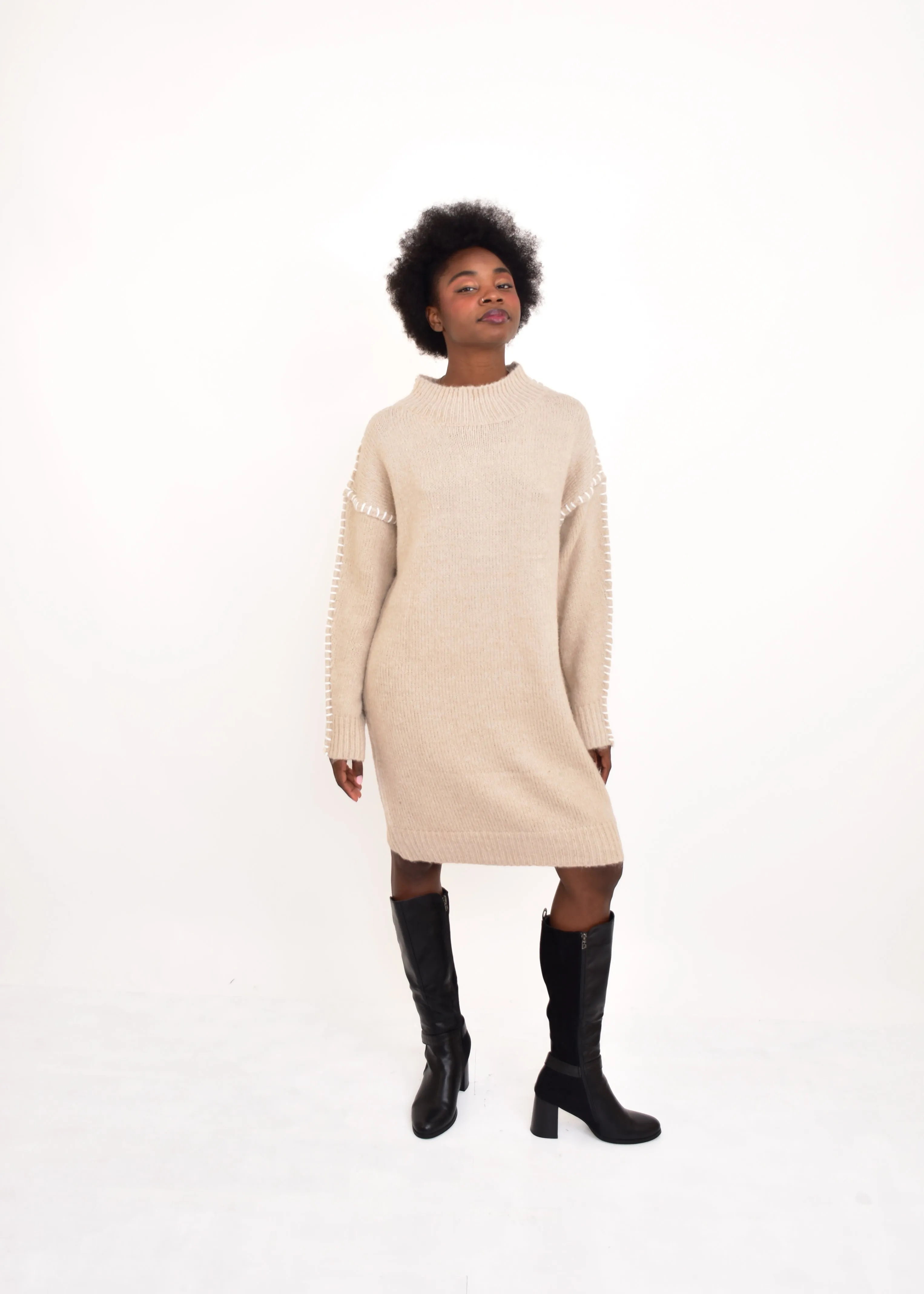 VESTIDO PUNTO-BEIGE