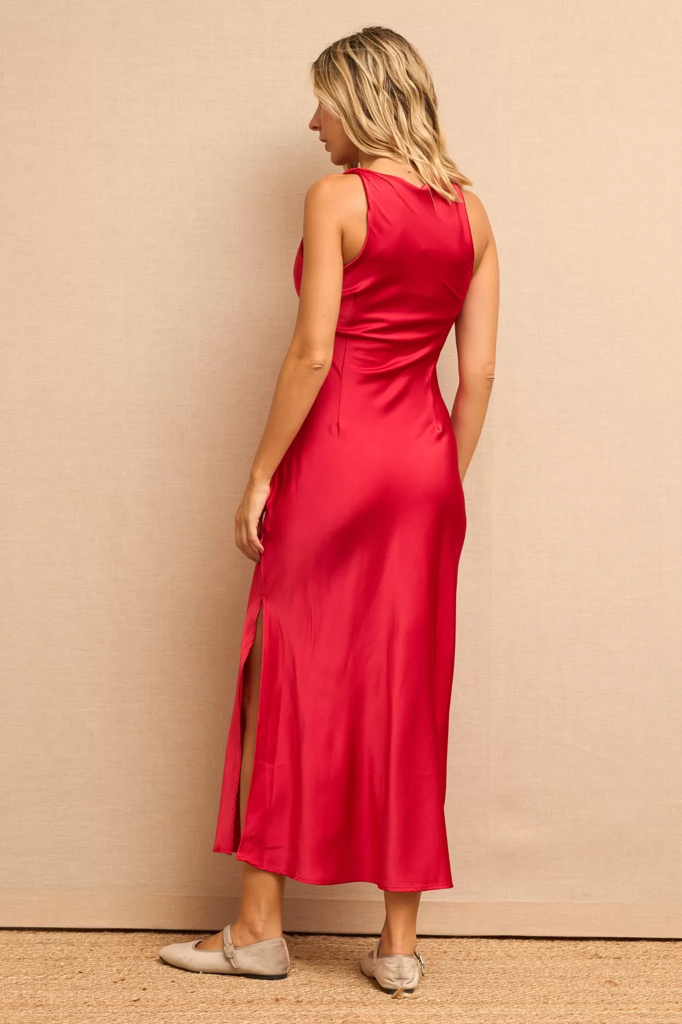 VESTIDO ROJO SATINADO MARGARET