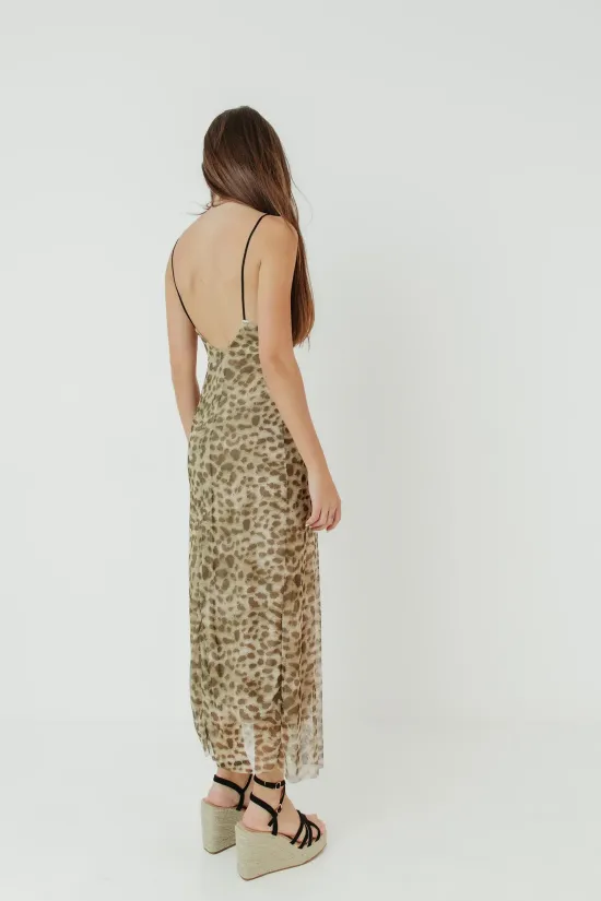 vestido vorose - leopardo