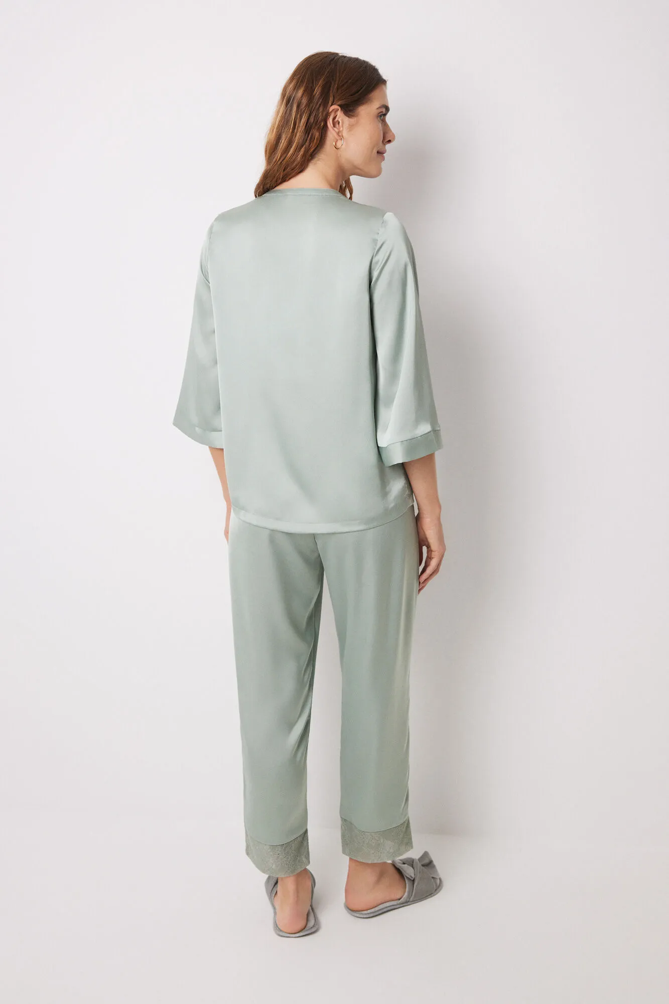 Women'secret Pijama largo chiffon verde