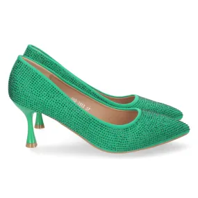 Zapato de Tacón Fino para Mujer Cómodo Estilo Salón con Strass Punta Fina Otoño Invierno